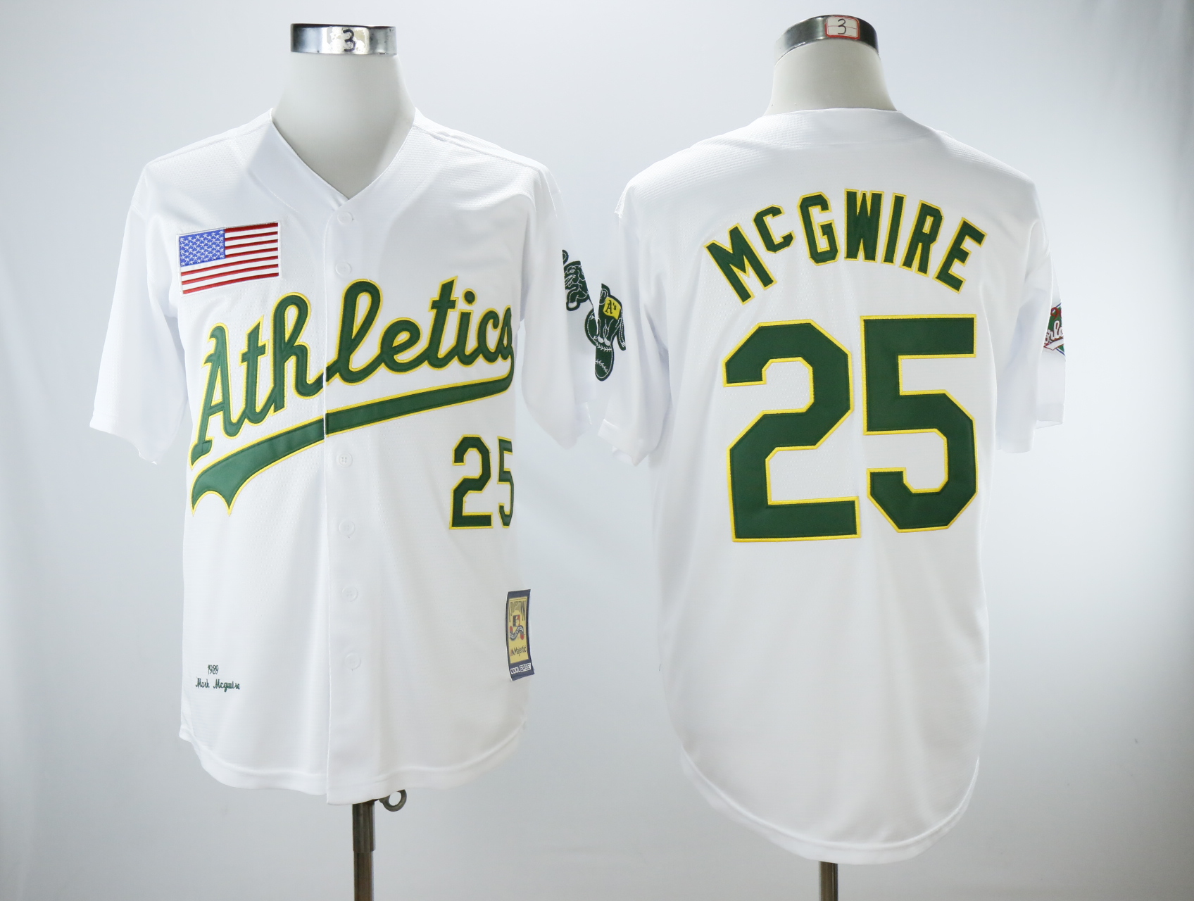 Men Oakland Athletics 25 Mcgwire White Throwback 1989 MLB Jerseys